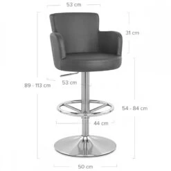 Atlantic Kunstleder Barhocker Gebürstet - Chateau -Barstuhl Pro Geschaft chateau gebursteter chrom 6