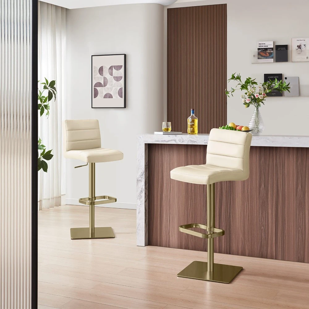 Echtleder Barhocker Gebürstet Gold - Lush 7 Echtleder Barhocker Gebürstet Gold - Lush – Bild 7