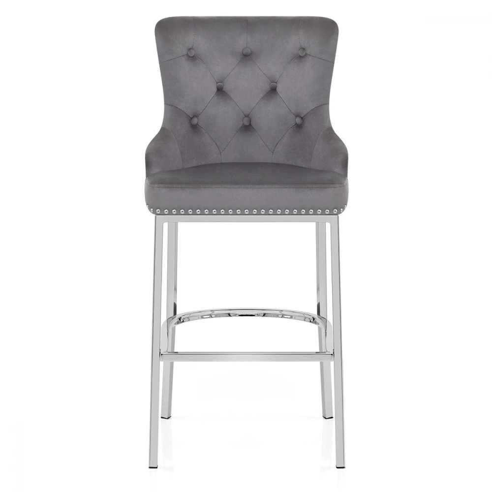 Samt Barhocker Chrom - Grange 2 Samt Barhocker Chrom - Grange – Bild 2