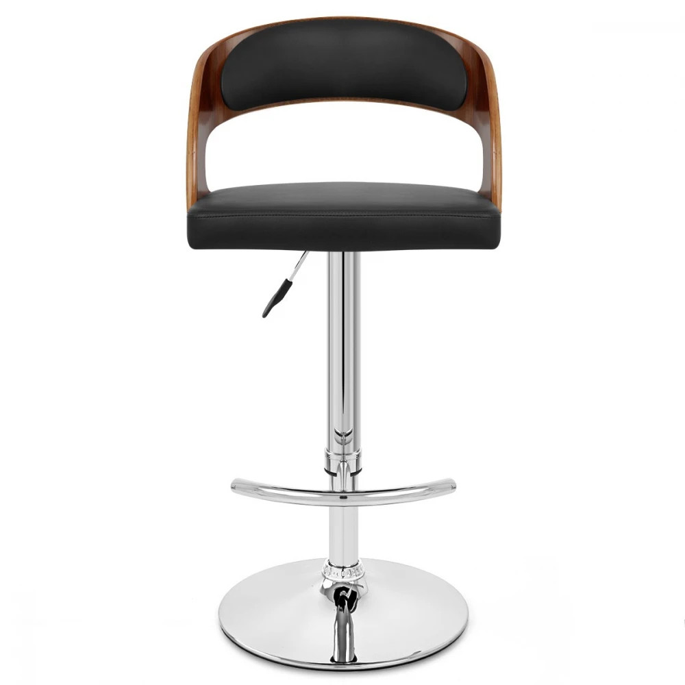 Atlantic Kunstleder Holzbarhocker Chrom Walnuss - Eve 2 Atlantic Kunstleder Holzbarhocker Chrom Walnuss - Eve – Bild 2