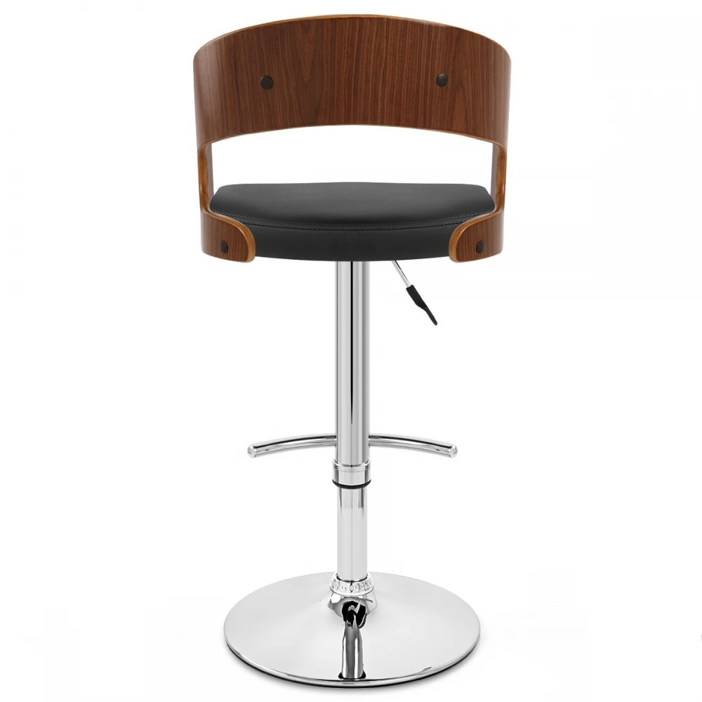 Atlantic Kunstleder Holzbarhocker Chrom Walnuss - Eve 4 Atlantic Kunstleder Holzbarhocker Chrom Walnuss - Eve – Bild 4