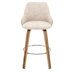 Holzbarhocker Kunstleder Stoff - Piper Walnuss -Barstuhl Pro Geschaft piper walnuss holzbarhocker kunstleder stoff 2